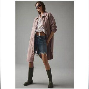 Anthropologie-PILCRO- DUSTER SHIRT JACKET- MAUVE-LONG- OVERSIZED FIT- XS